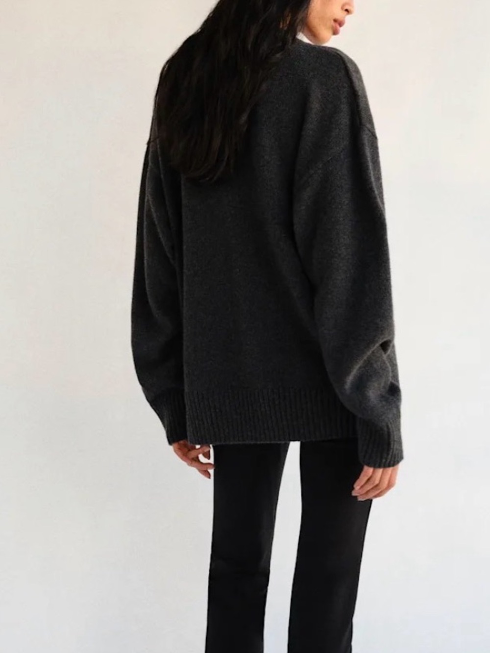 Reformation Charcoal V-Neck Cozy Knit Sweater - Picture 3 of 4